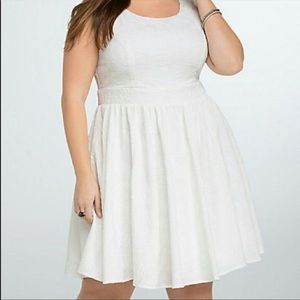 Torrid White Floral Eyelet Romantic Sleeveless Fit and Flare Dress